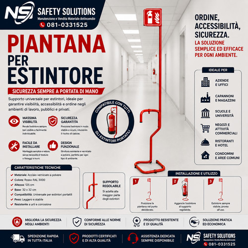 Piantana porta estintore kg12 - piantana,